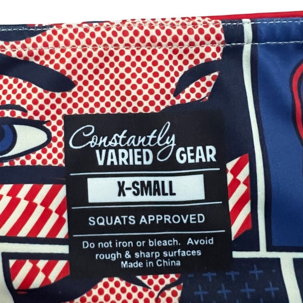 Constantly Varied Gear Pop Art Comic Print Crop Capri Leggings Red Blue Size XS - Picture 6 of 6